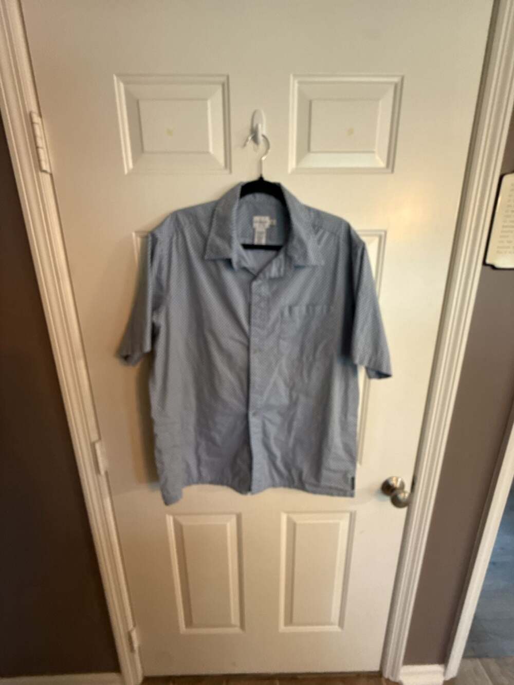 Calvin Klein Jeans Short Sleeve Button Down Shirt Size L Blue Geometric